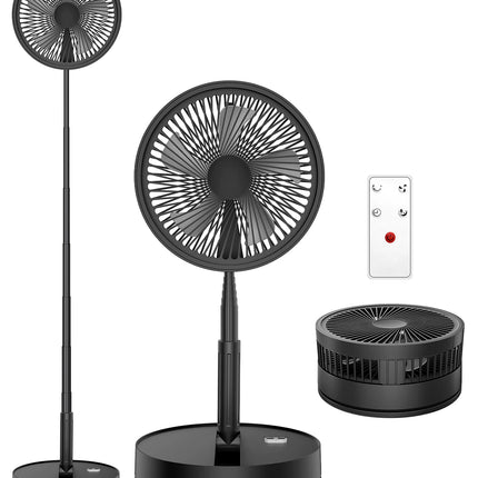 Ventilatore Portatile Pieghevole da 8000mAh, Ultra Silenzioso, Ricaricabile USB, Ventilatore da Tavolo/Scrivania, 20 Ore di Raffreddamento Senza Fili per Casa, Ufficio, Campeggio, Viaggi – Ventilatore da Terra Pieghevole Po