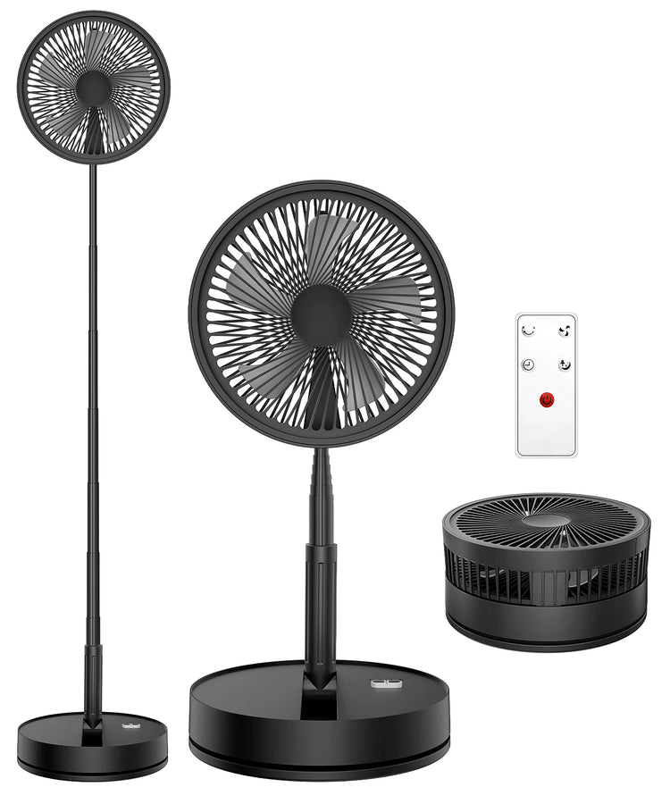 Ventilatore Portatile Pieghevole da 8000mAh, Ultra Silenzioso, Ricaricabile USB, Ventilatore da Tavolo/Scrivania, 20 Ore di Raffreddamento Senza Fili per Casa, Ufficio, Campeggio, Viaggi – Ventilatore da Terra Pieghevole Po
