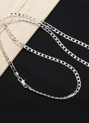 Men's 925 Sterling Silver Necklace 2/4/6/8/10/12MM 40-75cm Face Chain Necklace Lobster Clasp Men And Women Engagement Jewelry PlatiNum
