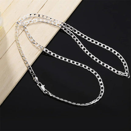 Men's 925 Sterling Silver Necklace 2/4/6/8/10/12MM 40-75cm Face Chain Necklace Lobster Clasp Men And Women Engagement Jewelry PlatiNum