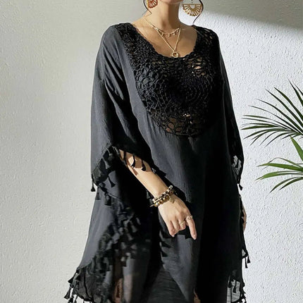Abito Copricostume Estivo da Donna con Scollo Quadrato, Protezione Solare, Vestibilità Ampia, Traforato, per Spiaggia e Vacanze platinumshop