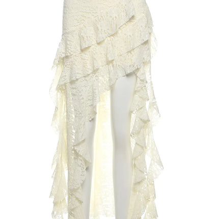 Nibber Nappe Gonne da donna Orlo irregolare Increspature multistrato Patchwork di pizzo Dolce tendenza estiva Pantaloni skinny versatili quotidiani