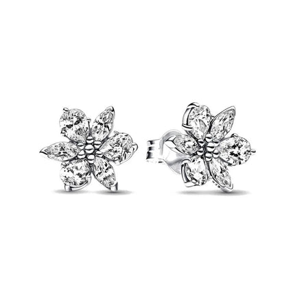 2025 Orecchini a cerchio in cristallo per le donne Orecchini gioielli Farfalla rosa Bule Moon Star Orecchini originali in argento sterling 925 platinumshop