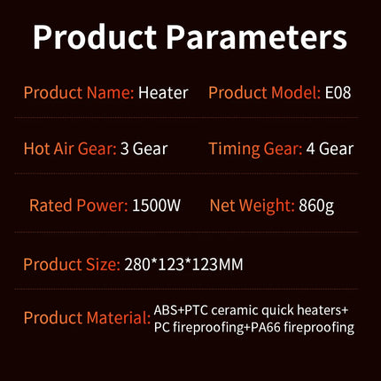 Portable Heater Mini Electric Heater Room Space Heater Warm Heating Hot Fans Desktop Tilting Power-Off Office Mute Heater 1000W