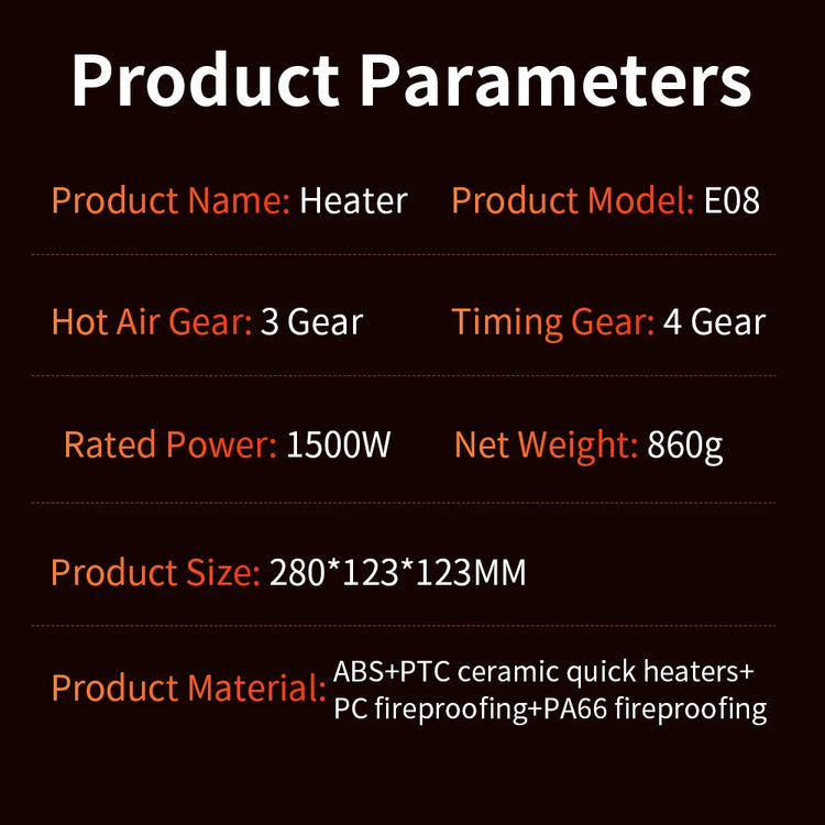Portable Heater Mini Electric Heater Room Space Heater Warm Heating Hot Fans Desktop Tilting Power-Off Office Mute Heater 1000W