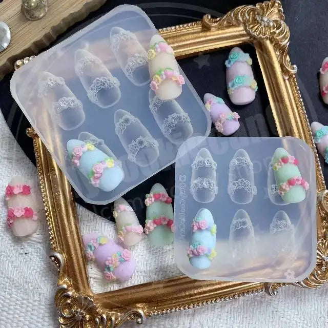 1pc Lace  Ice Cream  3D Acrylic Mold Tamagotchi Nail Art Decorations Candy Wing DIY Design Silicone  Nail Art  Nails  Mold