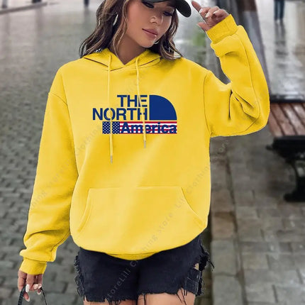 North America letter Print Hoodies Women tops Sweatshirt Aesthetic Hooded Shirt pink designer Luxury clothing Woman y2k clothes