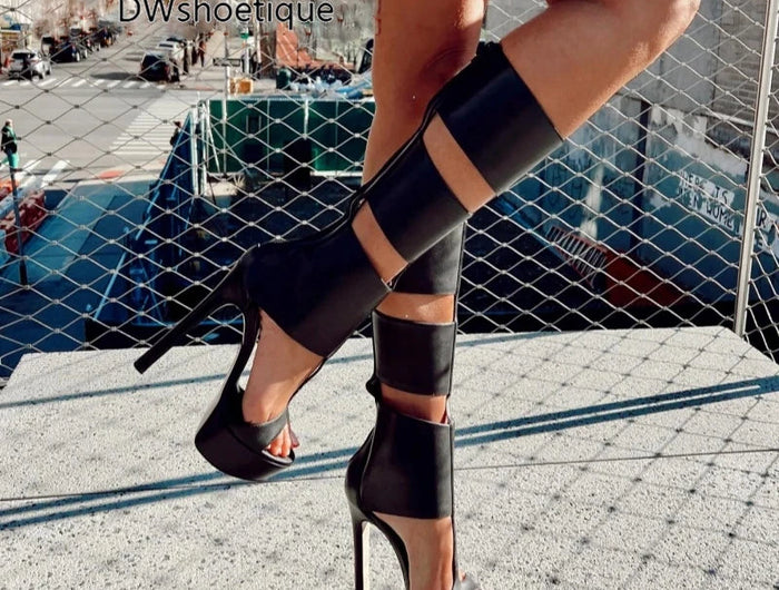 Summer sexy high heel platform  women sandal belt peep toe night party sandal PlatiNum