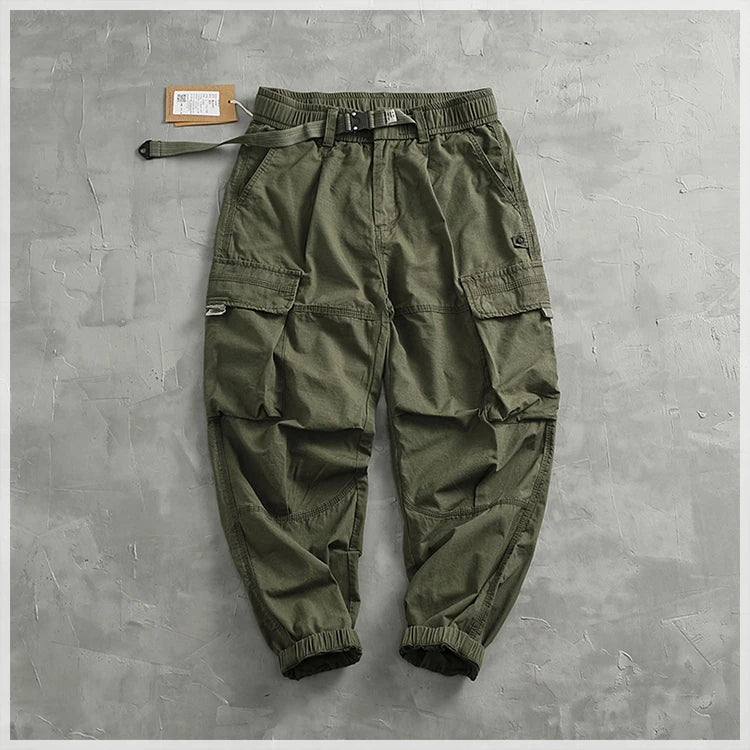 Men's corset casual pants loose 3D vertical cut retro military style outdoor scratch resistant multi-pocket cargo pants