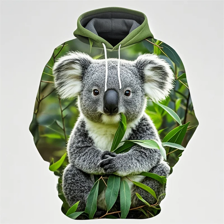 New Cute Koala 3D Print Sweatshirt For Men Women Casual Animal Graphics Pullovers Streetwear Casualfashion Long Sleeve Hoodie