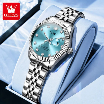 OLEVS Orologio da donna Nuovo orologio al quarzo 3705 Orologio da donna con data luminosa impermeabile in acciaio inossidabile Reloj platinumshop