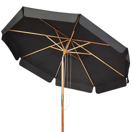 Ombrellone da Patio in Legno di Faggio da 300 cm con Tetto Ventilato, Regolabile a 2 Livelli di Altezza e Angolazione, per Giardino, Piscina, Spiaggia