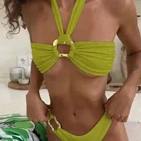Micro Bikinis 2026 Push Up Women Swimsuit String Swimwear Brazilian Bikini Set Halter Biquini Floral Swimsuit Solid Beachwear platinumshop