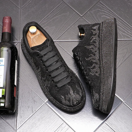 New Style Luxury Men's High Hip-hop Casual Shoes Men Black Fashion Rivets Shoes Italy Fashion Leisure Driving Loafers