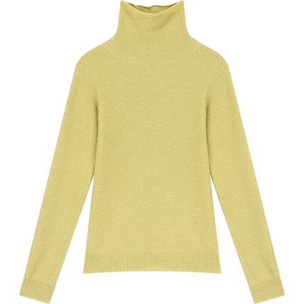ELF SACK 2025 Winter New Solid Color Turtleneck Sweater Women, Romantic Cottagecore Fitted Long Sleeve Wool Blend Pullover PlatiNum