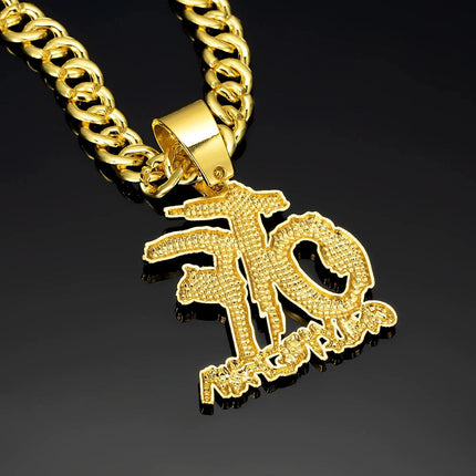 Hip Hop Fashion English Letter OTF Pendant Cuban Chain Necklace,  Suitable For Daily Wear By Men And Women , Rock Party Jewelry PlatiNum