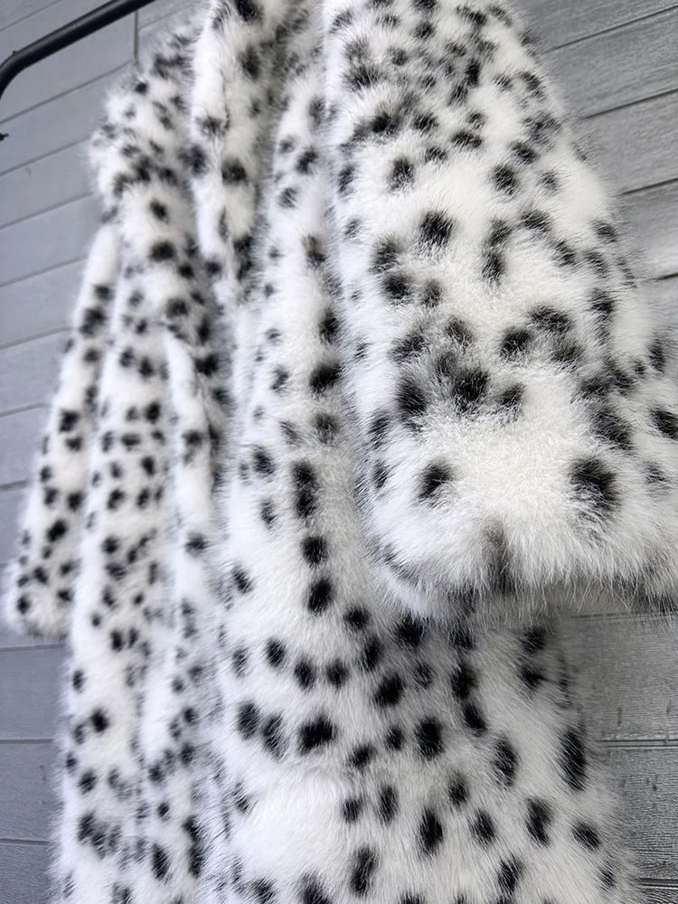 ZADORIN 130cm Long Fluffy Woman Leopard Faux Fur Coat Y2K Clothes Luxury Warm Faux Fur Jackets Winter Coats For Woman Outerwears