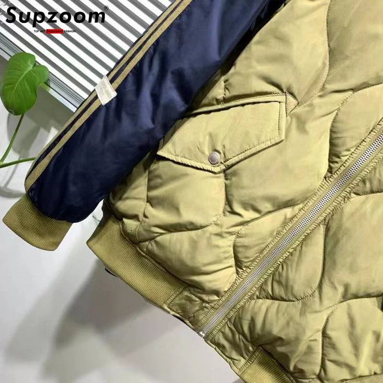 Supzoom 2022 New Arrival Hip Hop Embroidery Couples Casual Top Fashion Male And Female Winter Men Coat Warm Baseball Down Jacket
