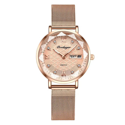 Orologio da donna POEDAGAR di alta qualità, in acciaio inossidabile, raffinato orologio da polso a bracciale, impermeabile, luminoso, elegante, orologio da donna, Reloj platinumshop