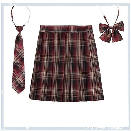 Damen Plissierter Schottenrock mit Fliege XS-5XL Harajuku Preppy Japanische Schuluniformen Mini Rock Sommer Jupe Kawaii für Mädchen