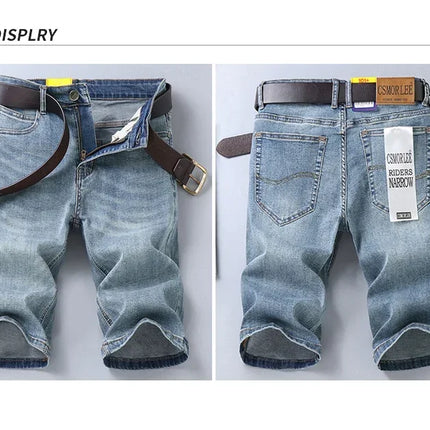 2025 Estate Marca Stretch Sottile Bermuda Masculina Cotone Denim Jeans Jorts Uomo Al Ginocchio Morbido Ropa Hombre Pantaloncini