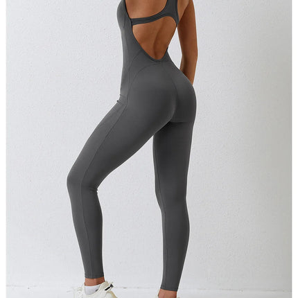 Jumpsuit Gym Set Romper Backless Fitness Bodysuit Siamese Sportswear Women Jumpsuit Buttery-Soft One-piece Playsuit Yoga Suit PlatiNum