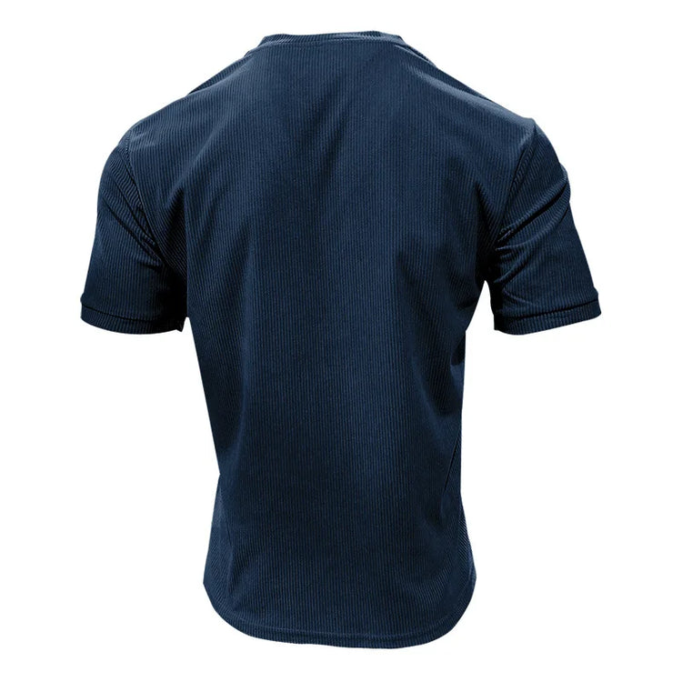 T-shirt casual slim tinta unita con scollo a V da uomo estiva europea e americana in velluto a coste da uomo Amazon