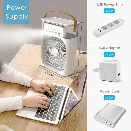 Nuovo 3 in 1 ventilatore condizionatore d'aria domestico mini dispositivo di raffreddamento dell'aria LED luce notturna umidificatore portatile ventola di regolazione dell'aria ufficio casa ventilatore