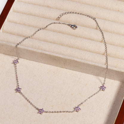 Moda colorata cubic zirconia 5 pezzi collana di fiori per le donne girocollo catena clavicola regali di gioielli da sposa