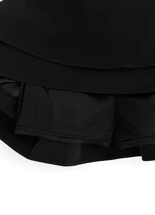 Minigonna a balze Lautaro Primavera Estate Nera Dolce Carina Kawaii a Vita Alta da Donna, Abbigliamento Cutecore Stile Giapponese Moda