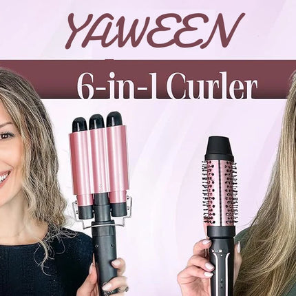 Curling Iron Set 5-in-1 Hair Curler with 3 Barrel Hair Crimper, Hair Straightener - Waver Heating Styling Tools for Women