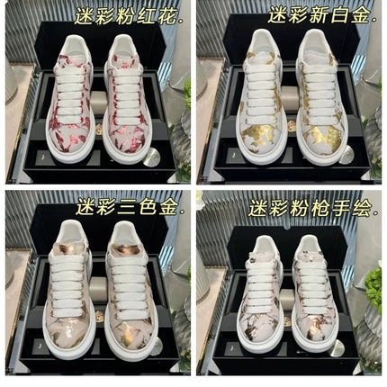 American European Fashion Casual Shoes Unisex White Platform Sneakers Man Sport Shoes In Printing Leather Women Heighten Loafers
