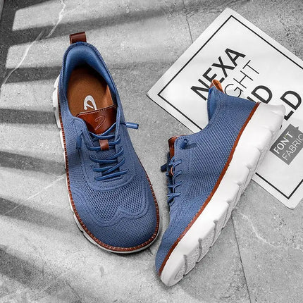 Scarpe casual estive da uomo a punta larga, taglie grandi, con suola morbida e funzione antiscivolo, traspiranti in tessuto Fly-Weave