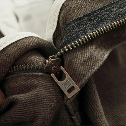 Solid color overalls men's straight leg CHINO casual pants Heavy cotton loose cone pants