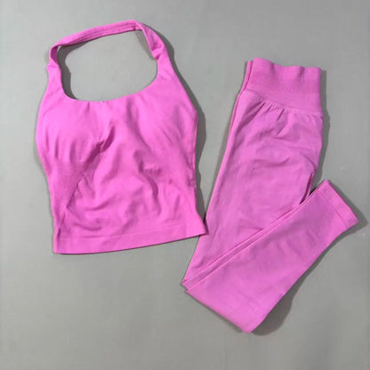 Yoga Gym Set 2 Piece Women Strappy Yoga Bra Top Workout Scrunch Shorts Sports Suit Fitness Clothes Seamless Yoga