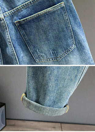 Ripped Jeans Men New Personality Fashion Vintage Blue Streetwear Baggy Denim Pants Casual Tapered Hole Frayed Trousers Male PlatiNum