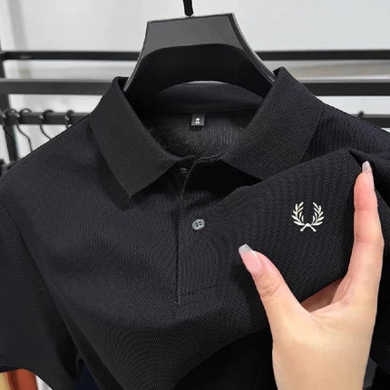 High-quality men's polo shirt, heavy cotton, summer, new, classic, branded, embroidered, comfortable, breathable, fashionable, short sleeve