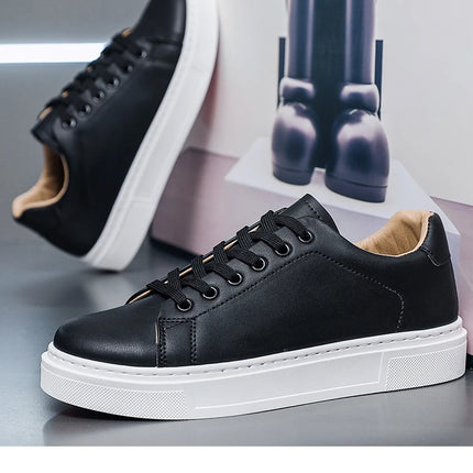 Hot Men's Casual Shoes Leather Sneakers Fashion White Black Male Vulcanized Shoes Non-slip Soft Men Shoes Lightweight Flat Shoe