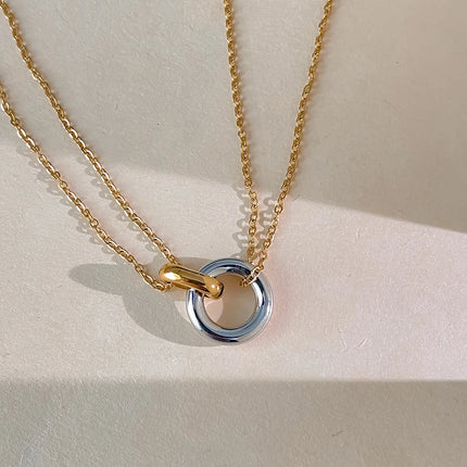 eManco Stainless Steel two-color pendant Necklaces For Women Chokers Trend Fashion Festival Party Gift Jewelry PlatiNum