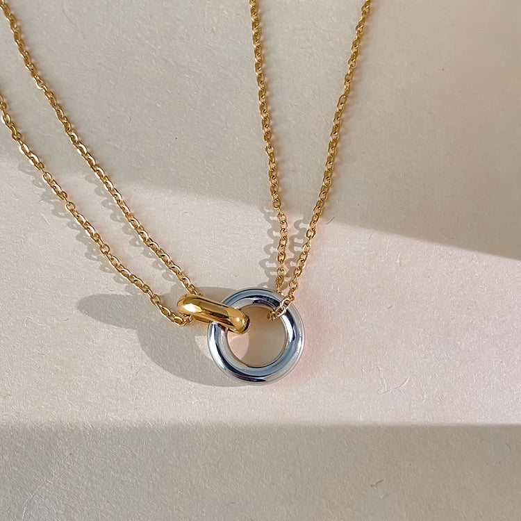 eManco Stainless Steel two-color pendant Necklaces For Women Chokers Trend Fashion Festival Party Gift Jewelry PlatiNum