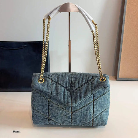 Women Denim Handbag Ladies Flap Bag Crossbody Bag Female Classic Hand Bags Design Shoulder Messenger Purses and Handbag PlatiNum