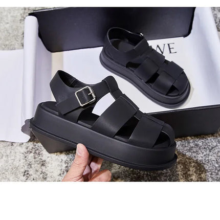 AIYUQI Women's Closed-Toe Sandals, New Summer 2026 Roman Sandals, Fashionable Woven Women's Thick-Soled Casual Shoes