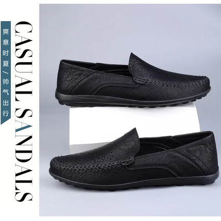 Scarpe da uomo Casual in pelle scavano mocassini da uomo traspiranti Slip on scarpe da guida mocassini da uomo italiani di lusso Plus Size 38-47