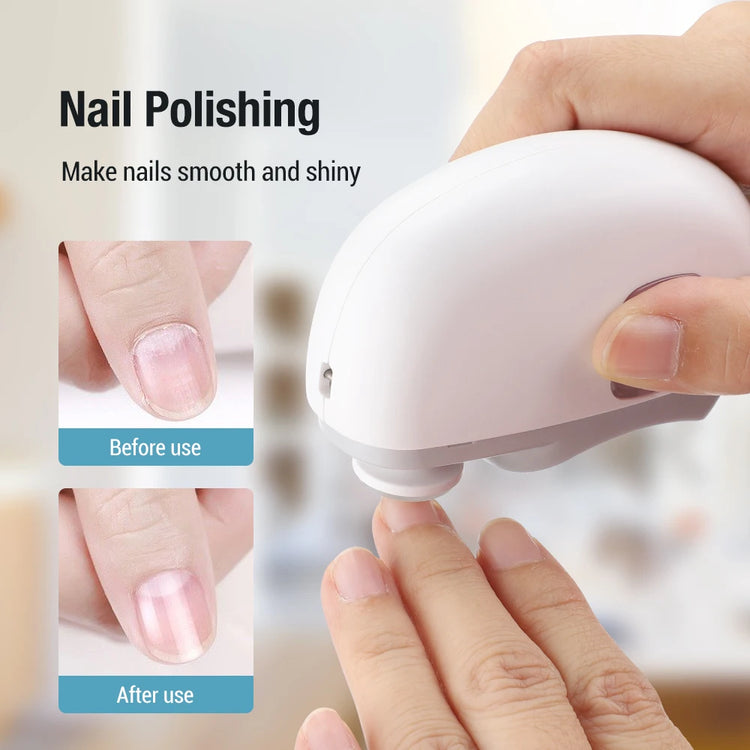 Electric Nail File for Fingernail and Toenail 2 in 1 Trimmer and Polisher Rechargeable Portable Manicure Kit with LED Light for Home Use