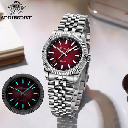 ADDIESDIVE New Watch for Men Sapphire AD2073 Luxury VH31 Quartz Wristwatch 36mm Stainless Steel Waterproof 100m Luminous Watches