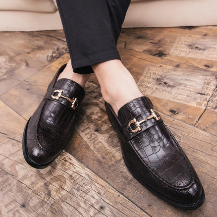 Scarpe Casual in Pelle da Uomo, Mocassini di Design con Fibbia Metallica, Scarpe Eleganti da Uomo per Affari, Nuove Scarpe di Lusso in Pelle