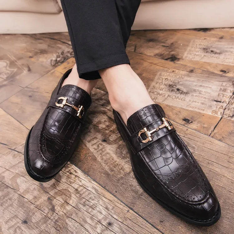 Scarpe Casual in Pelle da Uomo, Mocassini di Design con Fibbia Metallica, Scarpe Eleganti da Uomo per Affari, Nuove Scarpe di Lusso in Pelle