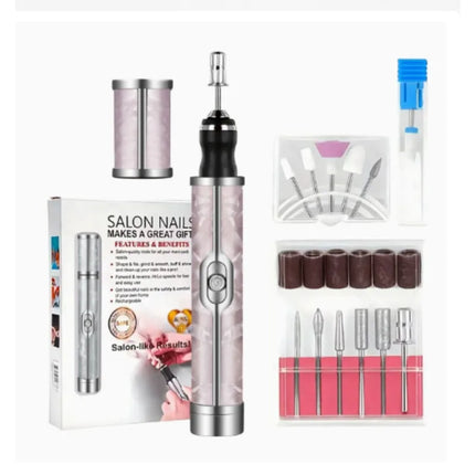 Electric Nail Drill Machine Rechargeable 500mAh Portable Nail File Kit 4 Speed Adjustable Manicure Tool for Nail Polishing Gel Removal Salon Beauty Care