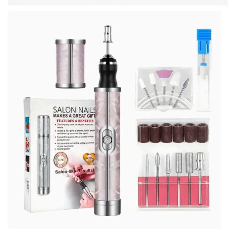Electric Nail Drill Machine Rechargeable 500mAh Portable Nail File Kit 4 Speed Adjustable Manicure Tool for Nail Polishing Gel Removal Salon Beauty Care