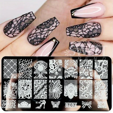 5 Sheets Lace Flowers Nail Stamping Plates Mandala Geometric Nail Art Stamp Templates Polish Printing Stencils Manicure Tools